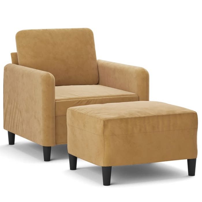 LMT - TOP@Fauteuil de Sofa - Design 1 place - Sofa 1 personnes Classique - avec repose-pied Marron 60 cm Velours CC77715
