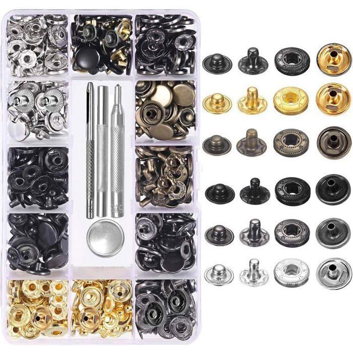 Lot De 24 Boutons Pression Cuir 17mm Avec Outils - Kit Complet Laiton Antique Pour Vêtements Et Cuir