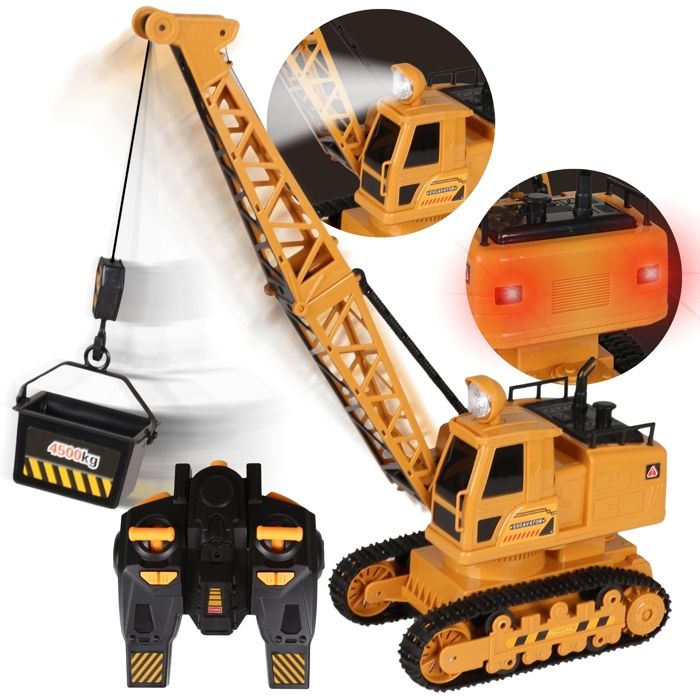 Grue Télécommandée 2,4 GHz – Lumières Et Sons Réalistes – Jouet De Chantier Impressionnant !