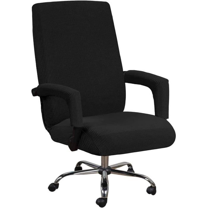 Housse de chaise de bureau élastique amovible lavable universelle noir taille XL