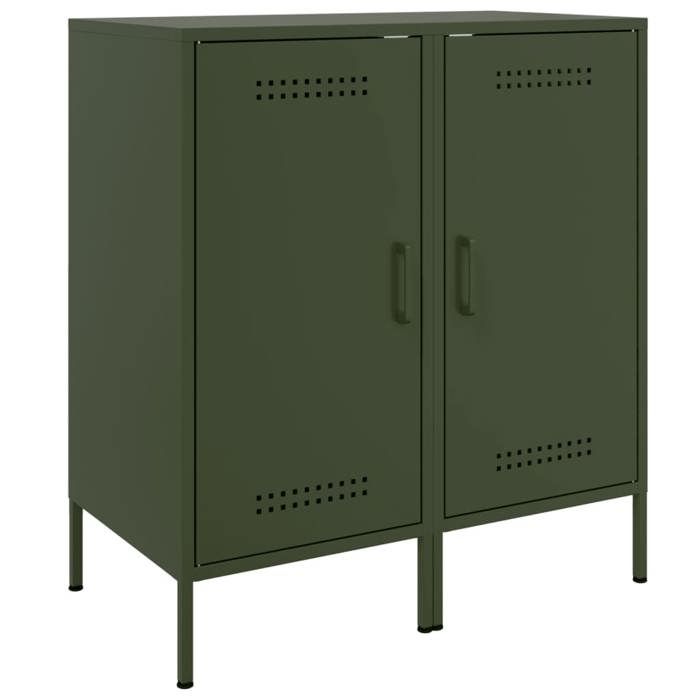 Buffet industriel en acier - GKO - Vert olive - 36x39x79 cm - Acier laminé à froid - Capacité 20 kg - 4 pieds réglables