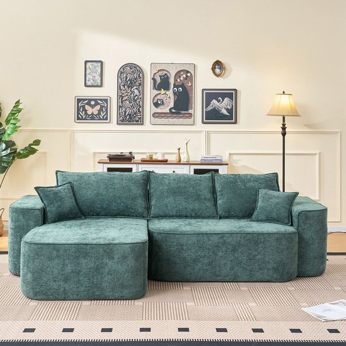 Canapé dangle modulaire - OEM - Cloud Couch - Méridienne - Siège profond 71 cm - Chenille verte