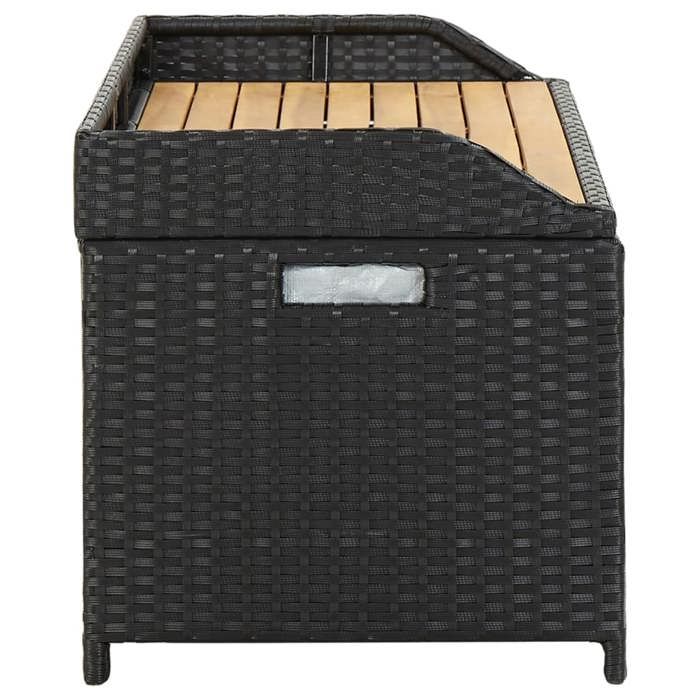 Sale 2026 Banc de rangement de jardin - BURKE - Banquette balcon - 120 cm - Résine tressée Noir BB620