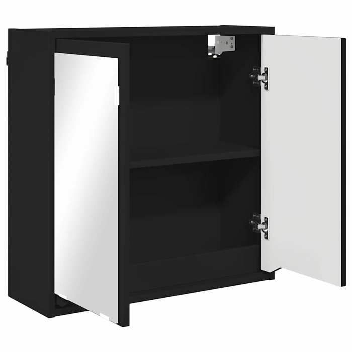 Moderne Cabinet Miroir de Salle de bain SOLOMOON Meuble de bain avec porte Noir 60x20x60 cm MM1638