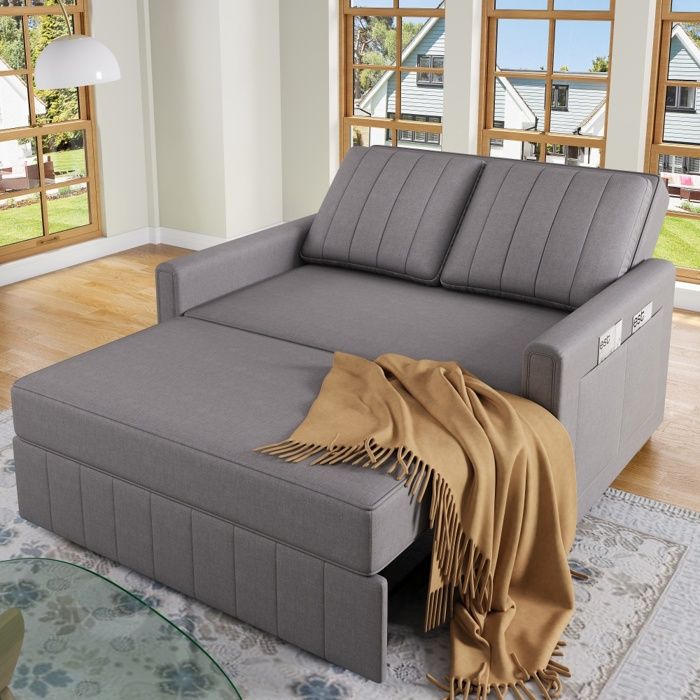 Canapé‑lit - Canapé‑lit pliable - 180 x 127 cm - Dossier 3 positions - Convertible gris antique