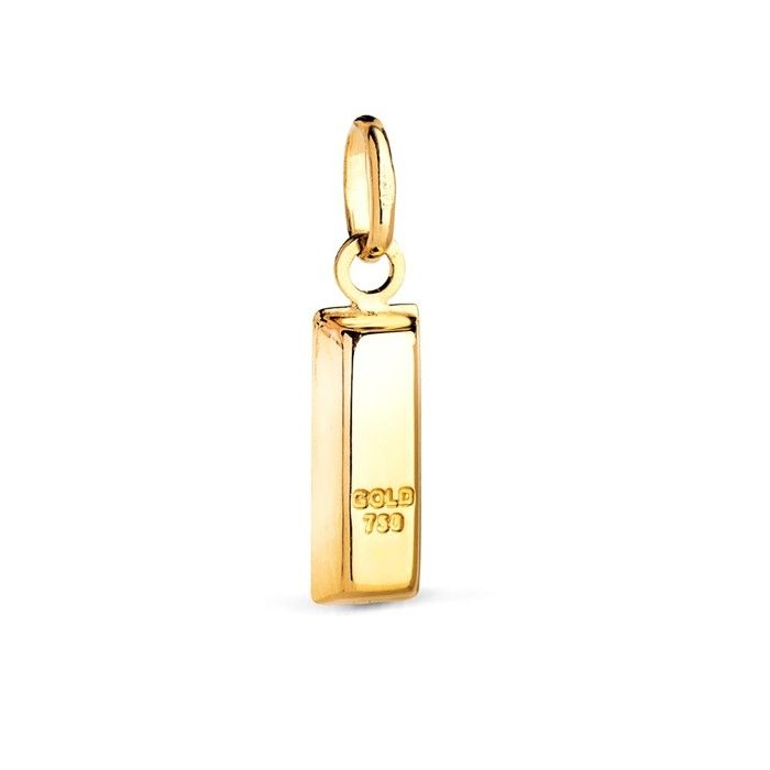 Pendentif lingot creux plaqué or 18 carats 15 mm finition polie