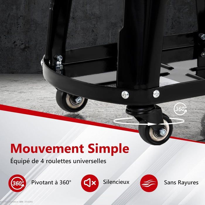 GIANTEX Siège Roulant de Garage Tabouret de Mécanicien avec Roulettes Siège Amovible avec Plateau à Outils Charge 136KG GIANTEX Siège Roulant de Garage Tabouret de Mécanicien avec Roulettes Siège Amovible avec Plateau à Outils Charge 136KG