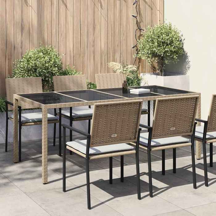 Soldes printemps Table terrasse - Beige - Table de jardin - 1 PC - Beige 190x90x75 cm polyrotin T229