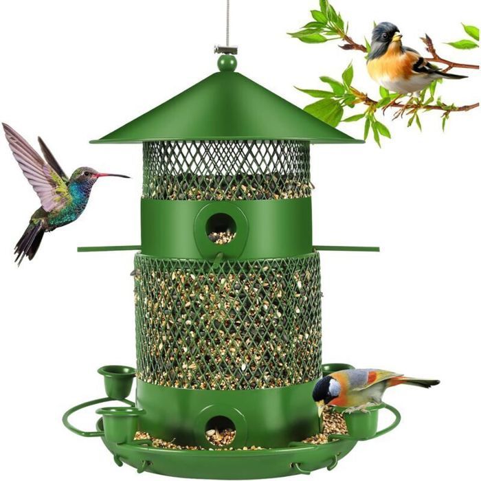 Mangeoire suspendue pour oiseaux - PZCC - 27 cm de diamètre - Capacité 25 L - Métal résistant aux intempéries