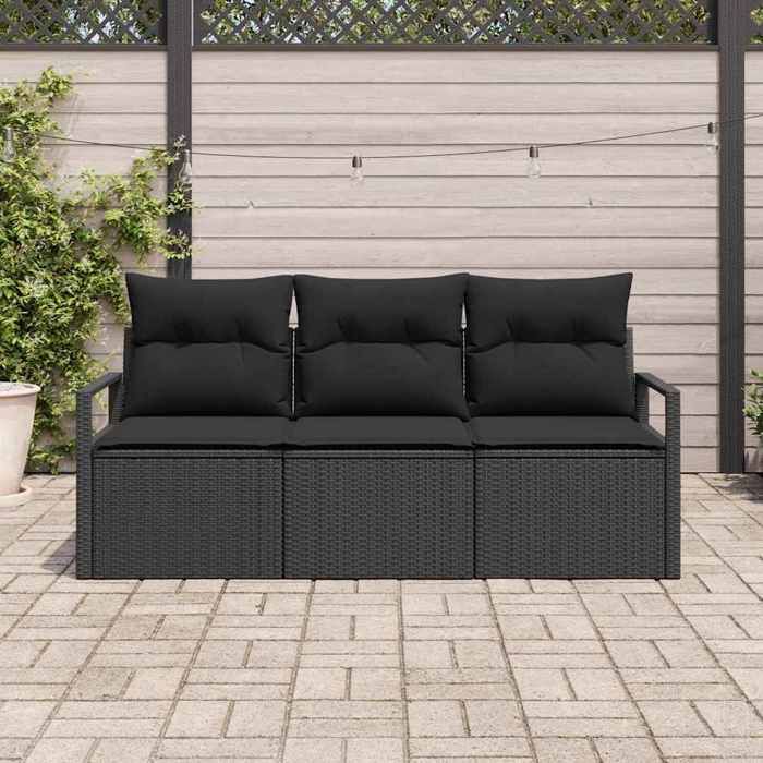 Ensemble de canapé de jardin avec coussin 3 pcs - moderne - SOFA-SET - Noir CC646