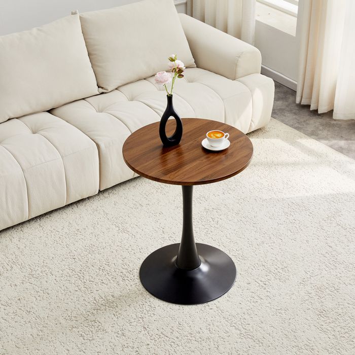 Table ronde de 60 cm / petite table à manger en MDF: plaque de table avec technologie thermoforme de haute qualité optique en bois