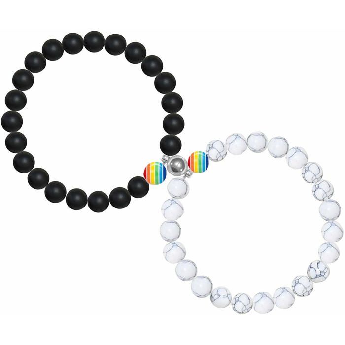Bracelet LGBT Magnétique - 1 Paire - Gay Pride Lesbienne Bisexuel - Accessoire Connecté Aucunely