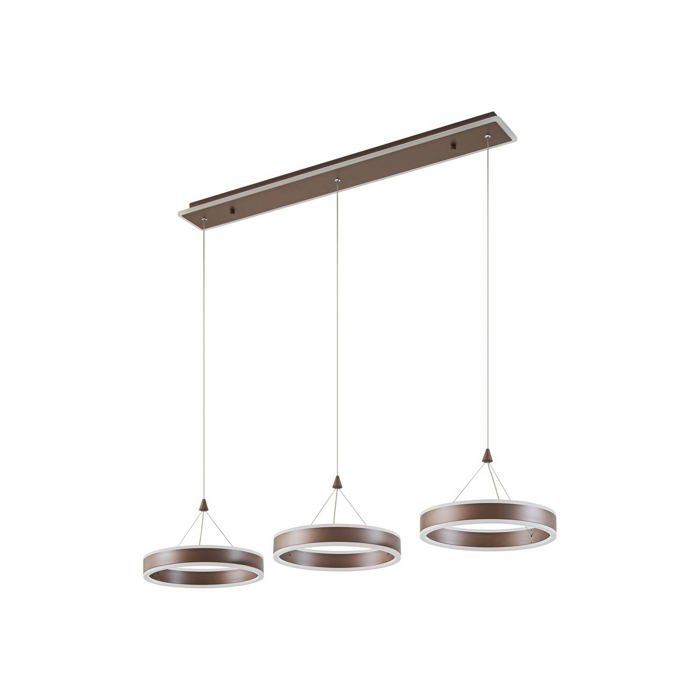 LED Suspension Kolo à intensité variable (Moderne) en Marron e. a. pour Salon & Salle manger (à 3 lampes ) lampe plafonnier