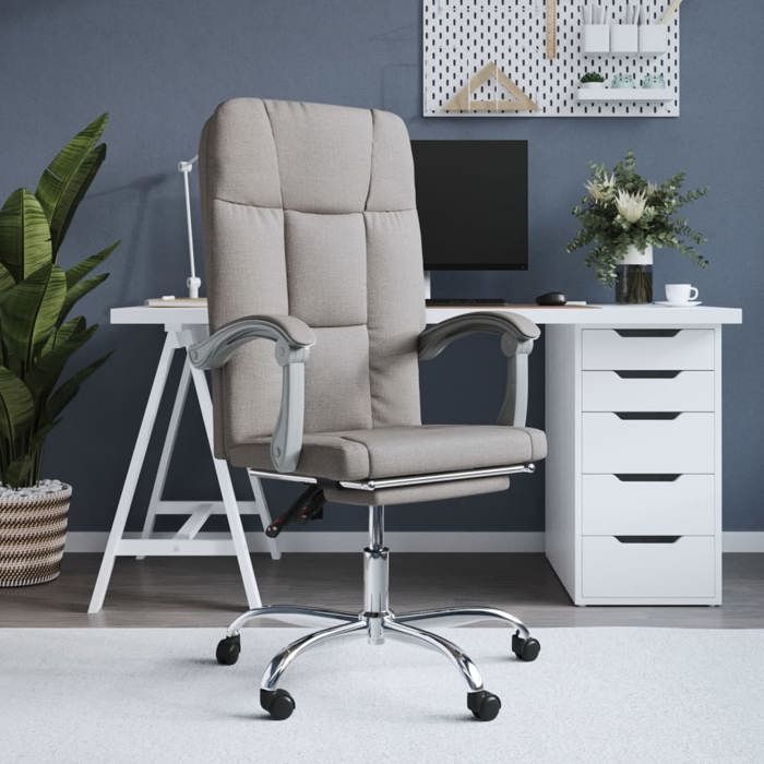 1 Parcel - MEUBLE - Fauteuil inclinable de bureau Taupe Tissu_2 ans garantie_02_4131