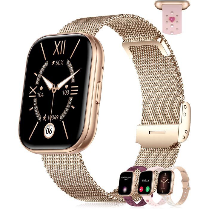 Montre connectée femme - Écran 1 75 HD - Appels Bluetooth - Notifications SMS et applications