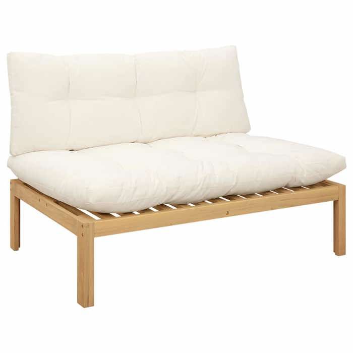 Sofa - Unité de canapé du milieu - vidaXL - bois dacacia - acacia clair et blanc crème - 2 places 7693787