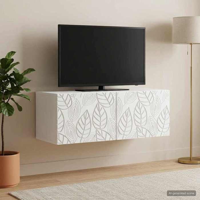 Meuble HIFI - Meuble TV mural Blanc 78 5 x 31 x 30 cm en Bois dingénierie - Table TV/Banc TV pour Salon 824893