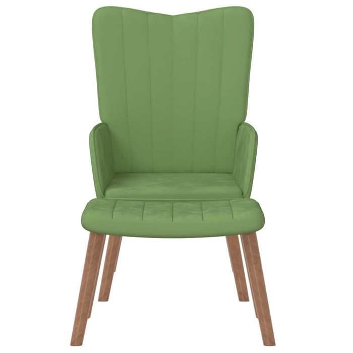 Chaise de relaxation - vidaXL - cadre en métal et contreplaqué - Fauteuil de Loisirs avec repose-pied Vert clair Velours 93055