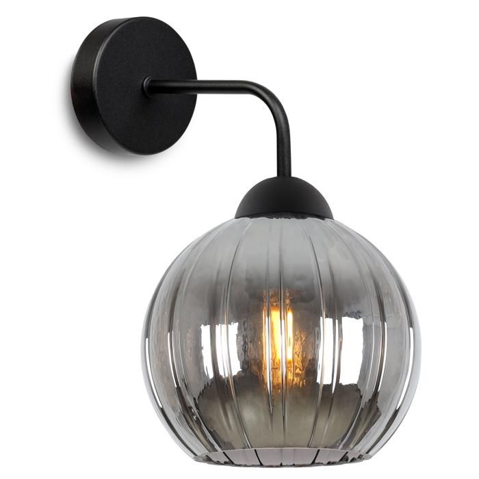 Applique murale Costa noire à 1 lampe boule graphite E27