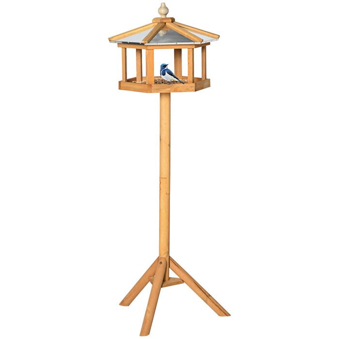 Maison pour oiseaux en bois avec toit en zinc - Vogelvilla - Support à trois pieds - Résistant aux intempéries