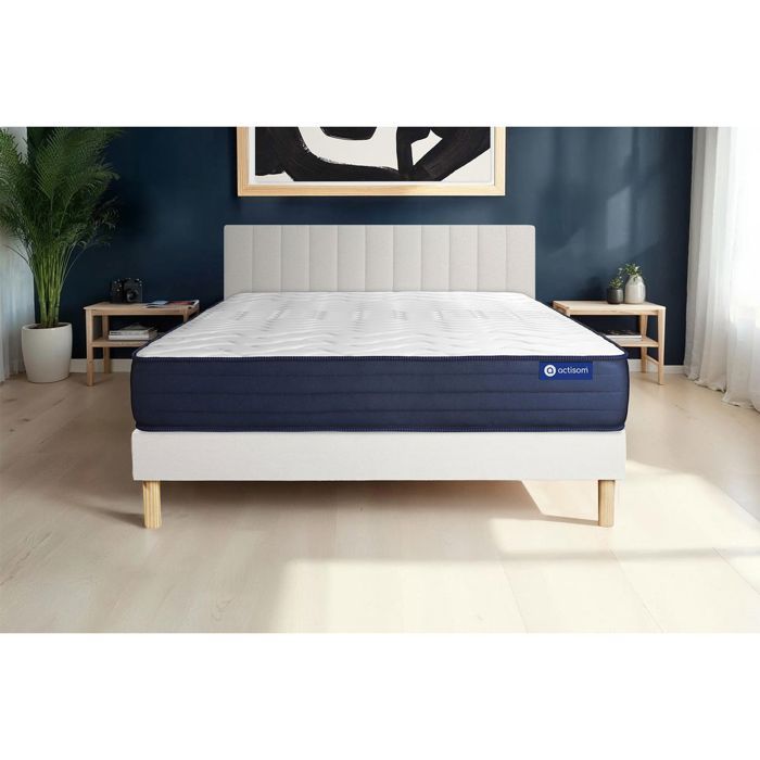 Ensemble Matelas Sommier 200x200 cm - Sommier Blanc (en kit) - Actilatex Life