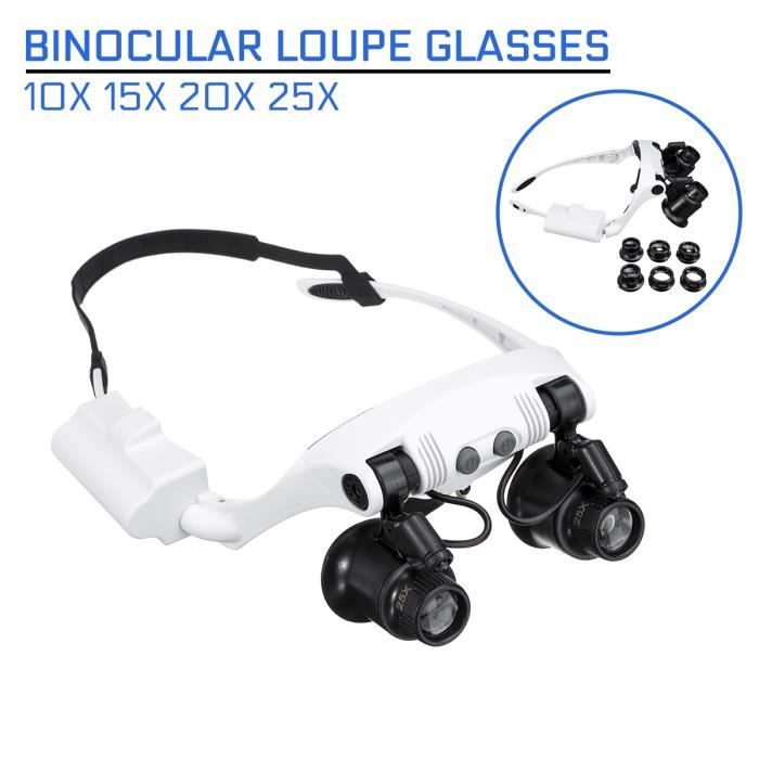 Loupe de à Double lentille LED, bijoutier professionnel