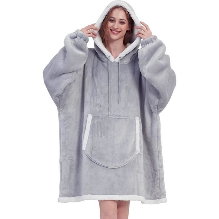 Pull Plaid Sweat Plaid Femme Chaud Doux -Plaid Capuche Adulte