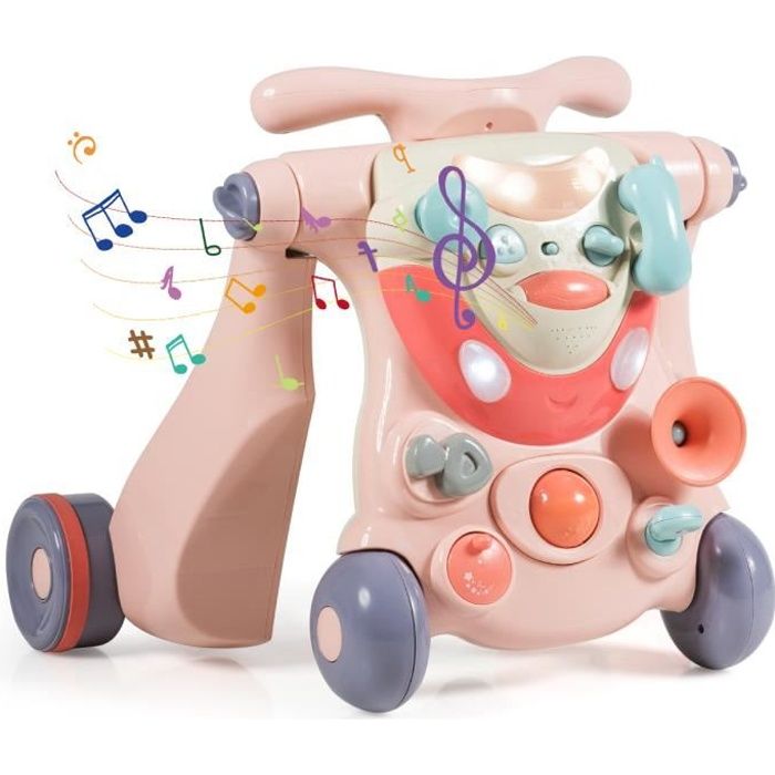 Trotteur Bébé Pousseur Avec Boîte à Musique Et Lumières – Marchette évolutive Réglable En Hauteur, Pour Enfants De 6 à 18 Mois (vert)