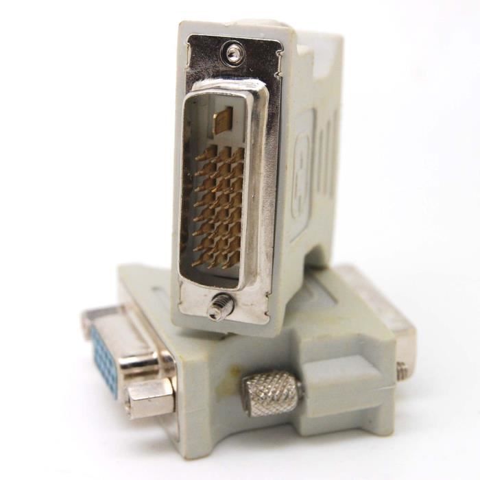 Adaptateur Convertisseur DVI-I Mâle (24+5 Broches) Vers VGA Femelle - Neuf