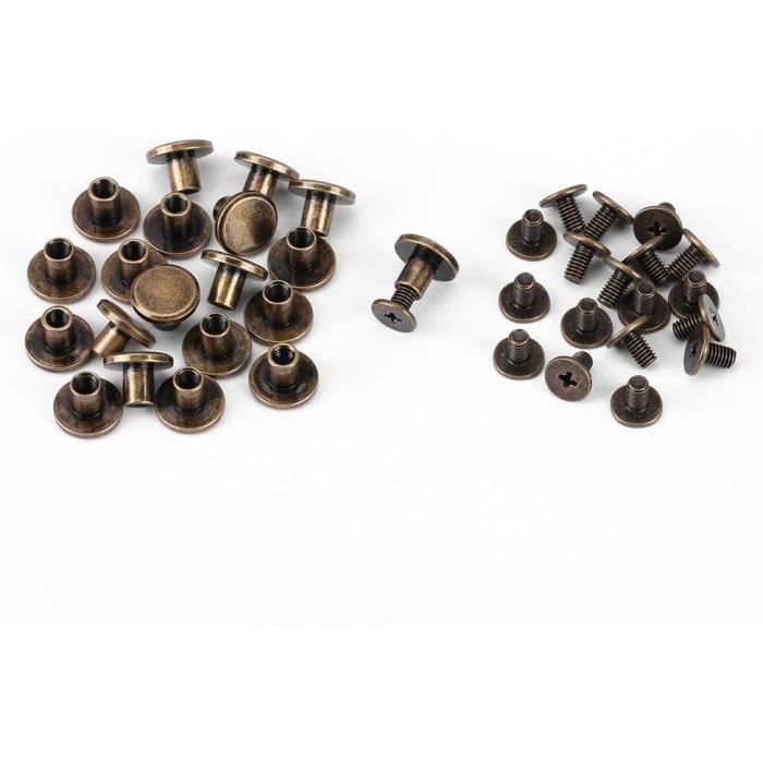 Lot De 5 Rivets à Vis Uxcell - Tête Ronde Laiton 6mm - Ton Bronze - Pour Cuir & Bricolage