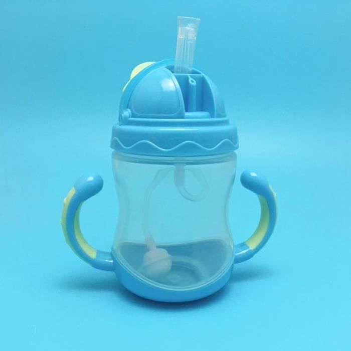 nohlerlife Tasse d'apprentissage pour Bébé, Biberon à Paille Enfant  anti-débordement, Gobelet à jet souple étanche 260ml, sans BPA (Blue)