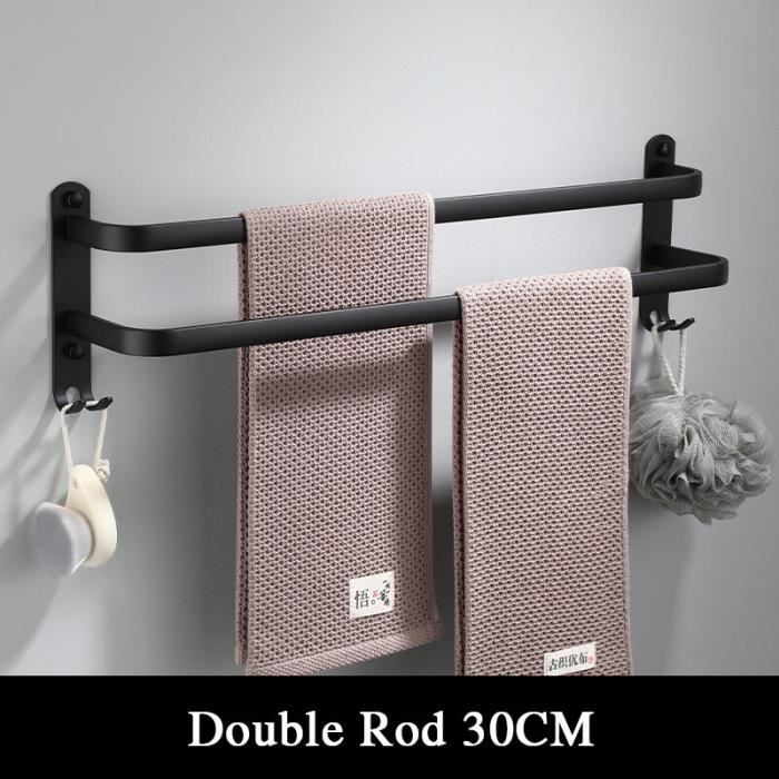 Porte-serviettes Mural OBF – Aluminium Argenté – 2 Bras – Longueur 300mm