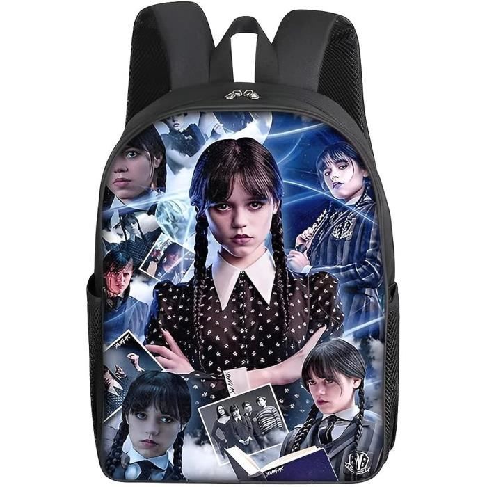 3pcs / set mercredi Addams et Enid Nevermore Academy Sac à dos gothique  fille messager sacs enfants sac livre enfants penicl case Gift_ A