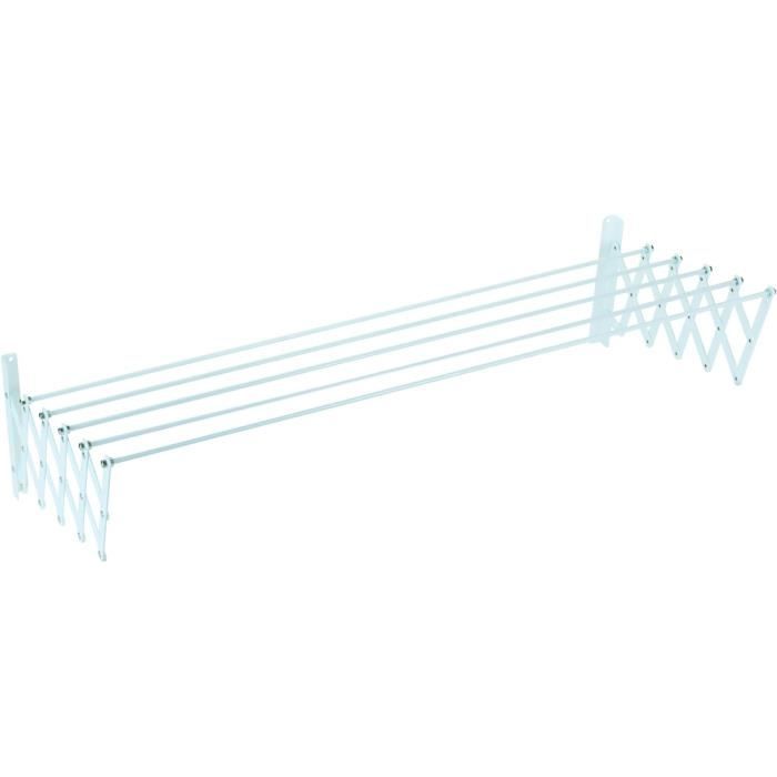 Séchoir à Linge Extensible Mural 100 Cm - Pliable, Peu Encombrant, Support 30 Kg, Acier Inoxydable - 10