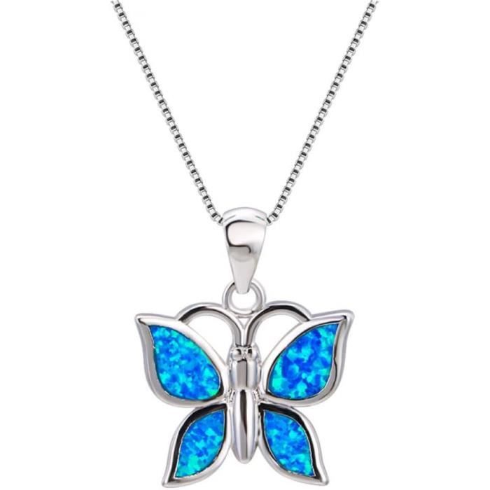 Collier pendentif en argent sterling cz, opale de feu art