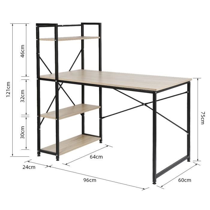 Bureau industriel 120 cm en métal et bois de bateau recyclé