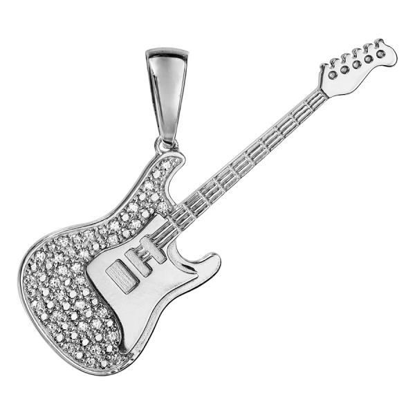 Pendentif GUITARE en ARGENT massif CHAÎNE en OPTION