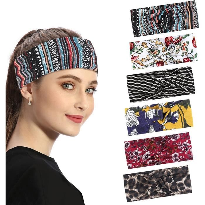 URAQT Headbands Élastique, Lot de 6 Bandeau Cheveux Femme, Bandeaux