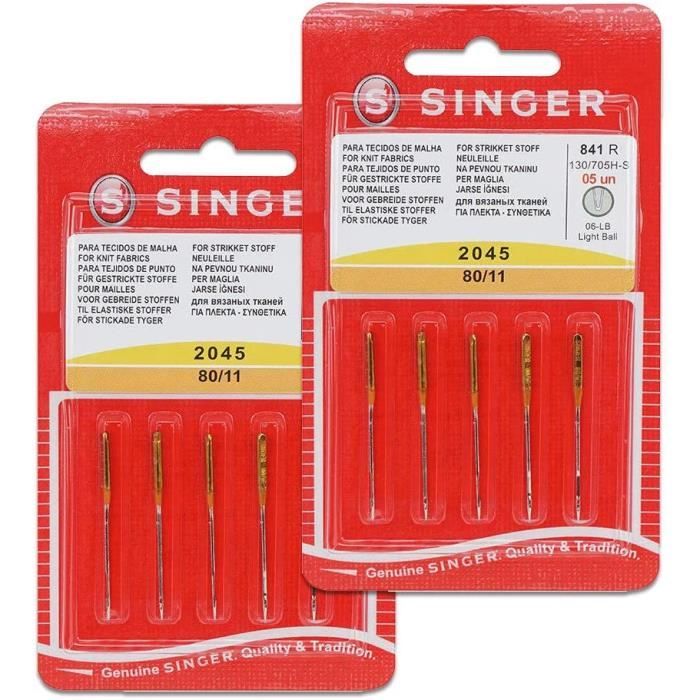 Lot de 10 aiguilles pour machines à coudre Singer 2045 épaisseur 8012