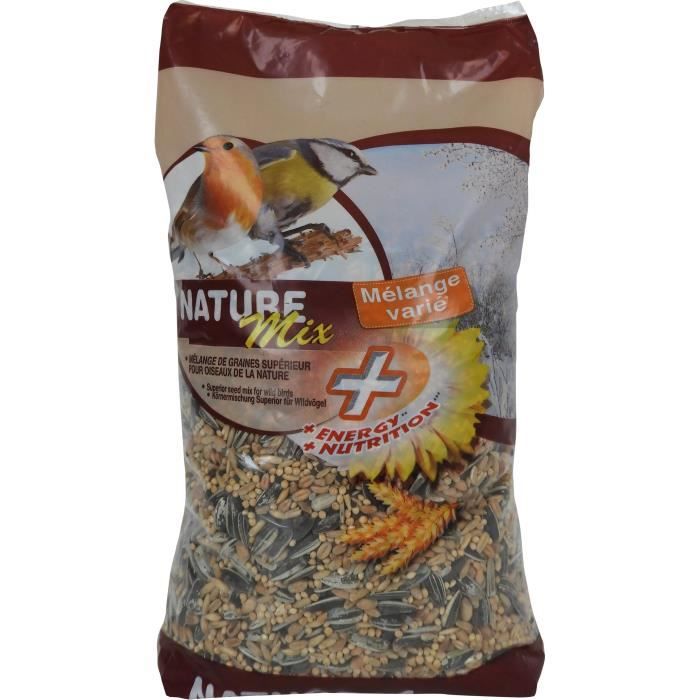 Mélange de graines - AIME - Nature Mix+ - 1 kg - Énergétique et protéiné - Pour oiseaux du ciel