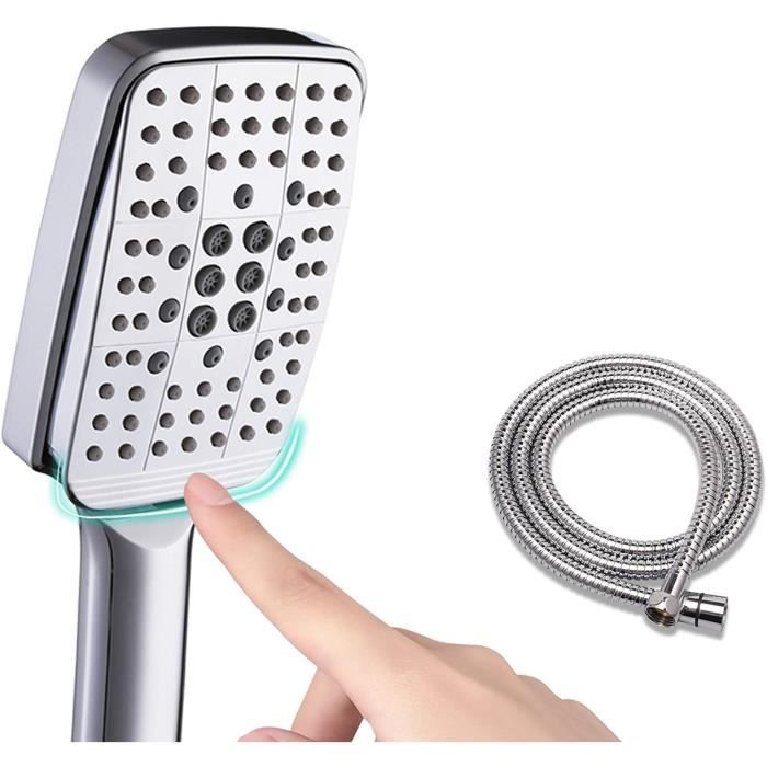 Pommeau de douche 6 types de jets en spray haute pression avec tuyau en