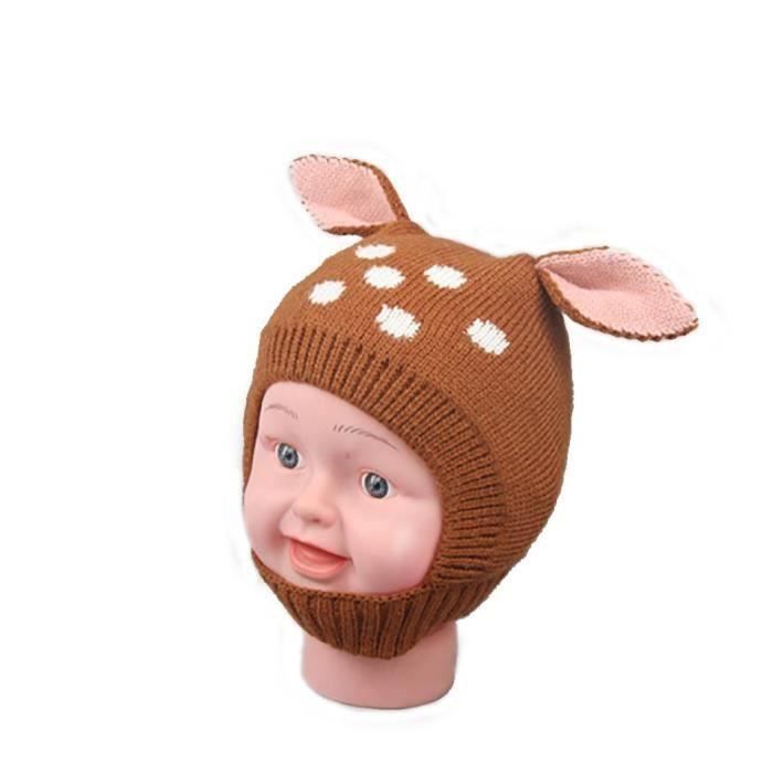 Hiver Bebe Garcon Fille Bonnet Chaud Chaud Lapin Mignon Oreille Tout Petit Tricote Bonnet Cadeau Cafe Sq Achat Vente Bonnet Cagoule Cdiscount
