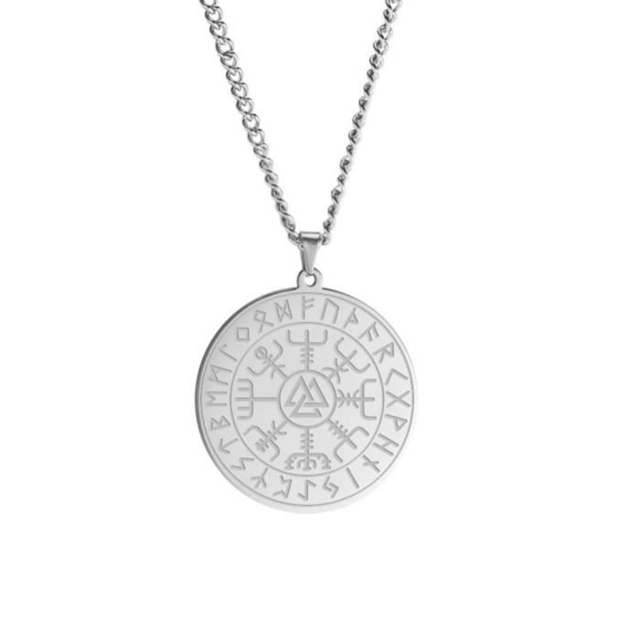 Dimond Triangle Rune Vintage Triangle Viking Rune Médaille Ronde Pendentif En Acier ...