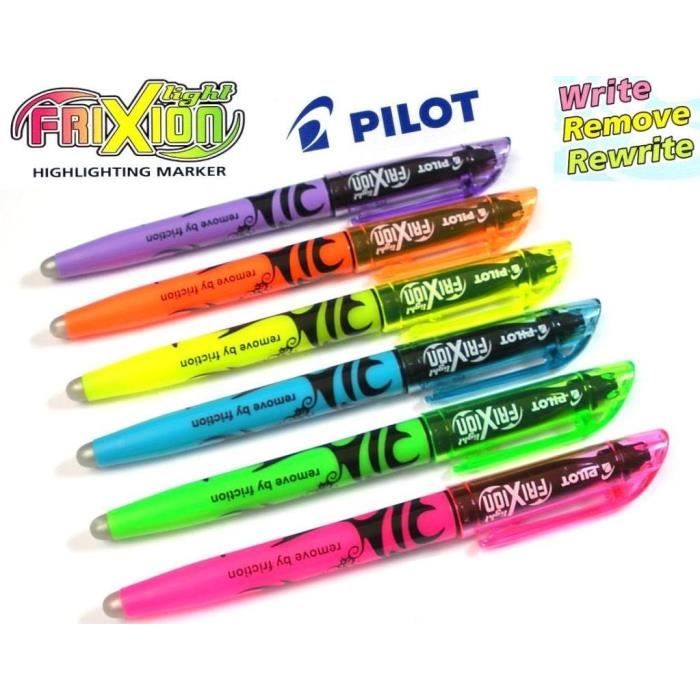 Set de 5 surligneurs effaçables Pilot FriXion Light - Rose, orange, vert,  bleu et gris pastel