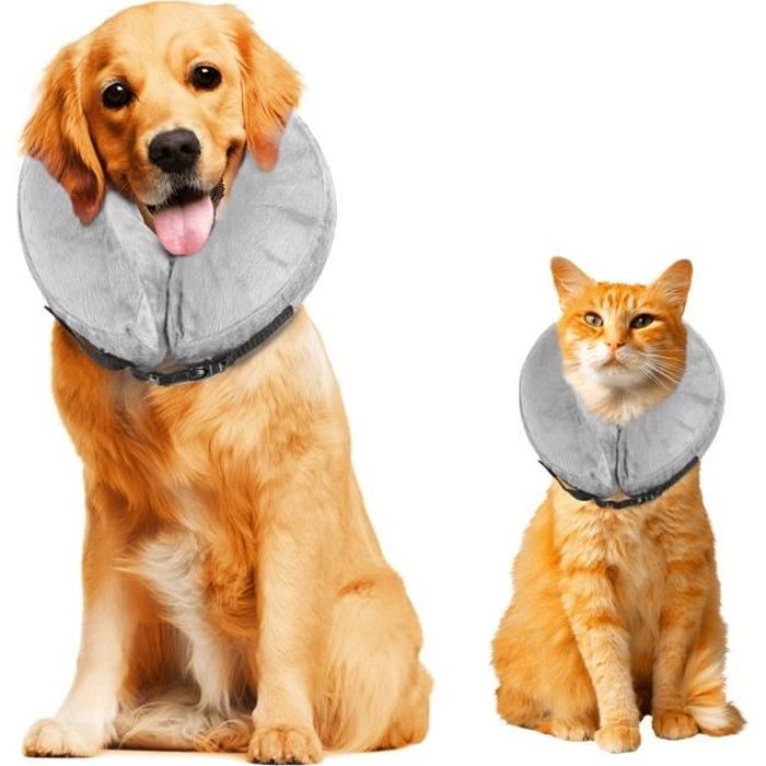 Collier Gonflable Protecteur Pour Chiens Chats Animaux Anti Morsure Anti Lechage Gris Cdiscount
