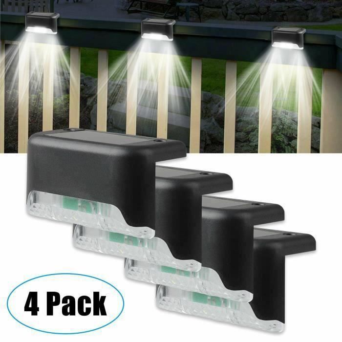 4 Pack Lumières solaire de clôture Lampe Solaire Extérieur escalier clôture terrasses décoration étanche Blanc chaud
