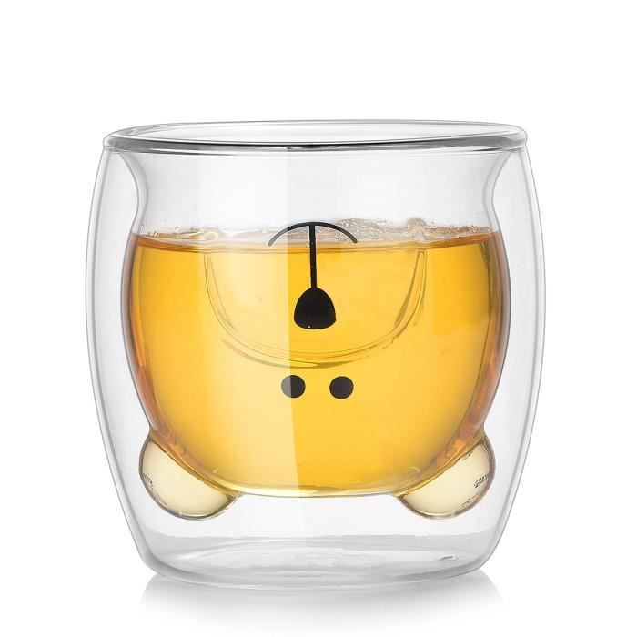 Tasse En Verre Ours Avec Paille - 550 Ml - Couvercle Vert, Design Mignon Pour Jus, Lait, Thé