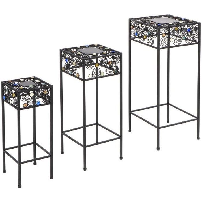 Doitool Lot de 3 pots de fleurs en terre cuite avec support en fer