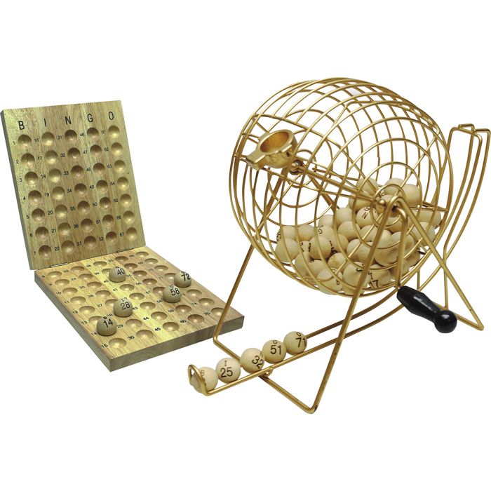Jeu Bingo Complet - Tambour Métal 75 Boules - 18 Cartes + 150 Jetons - Version Française
