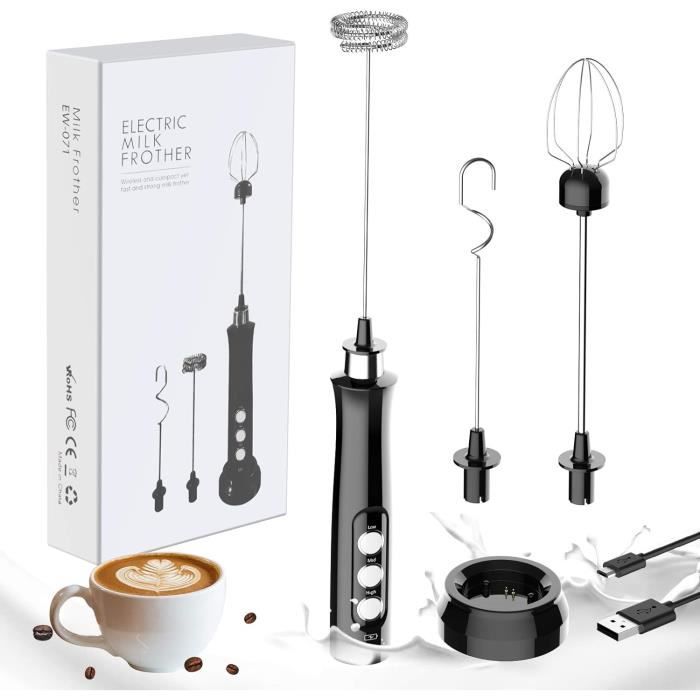 Mousseur à Lait Électrique Rechargeable USB-C – 3 Vitesses – Pour Latte, Cappuccino, Boissons Maison